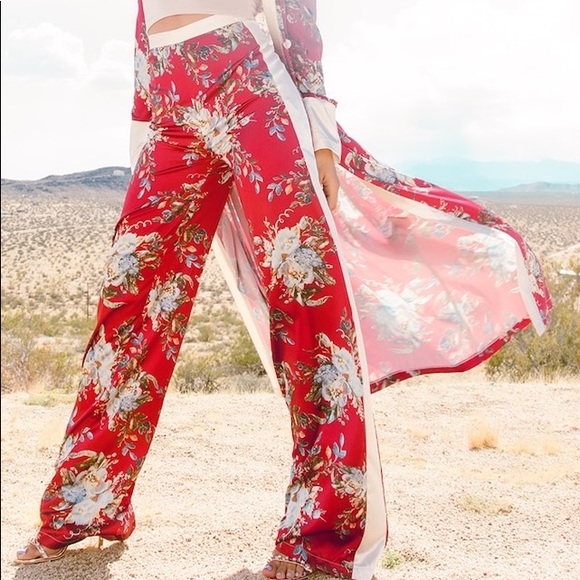 high waisted floral trousers